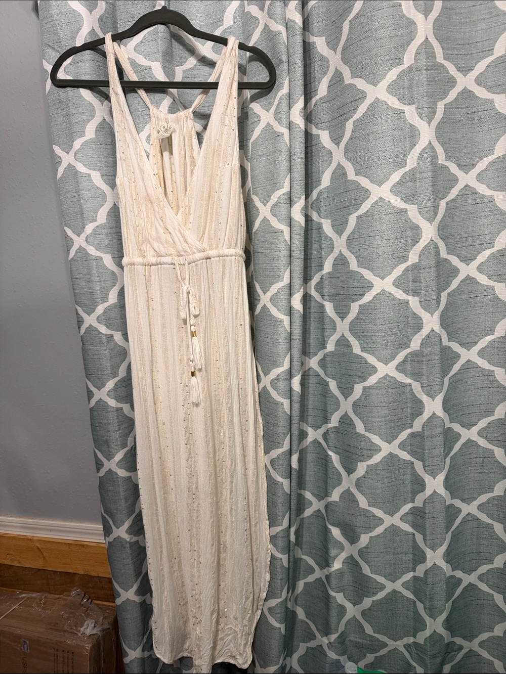 l*space Cream Sleeveless Maxi Coverup with Tie Waist
